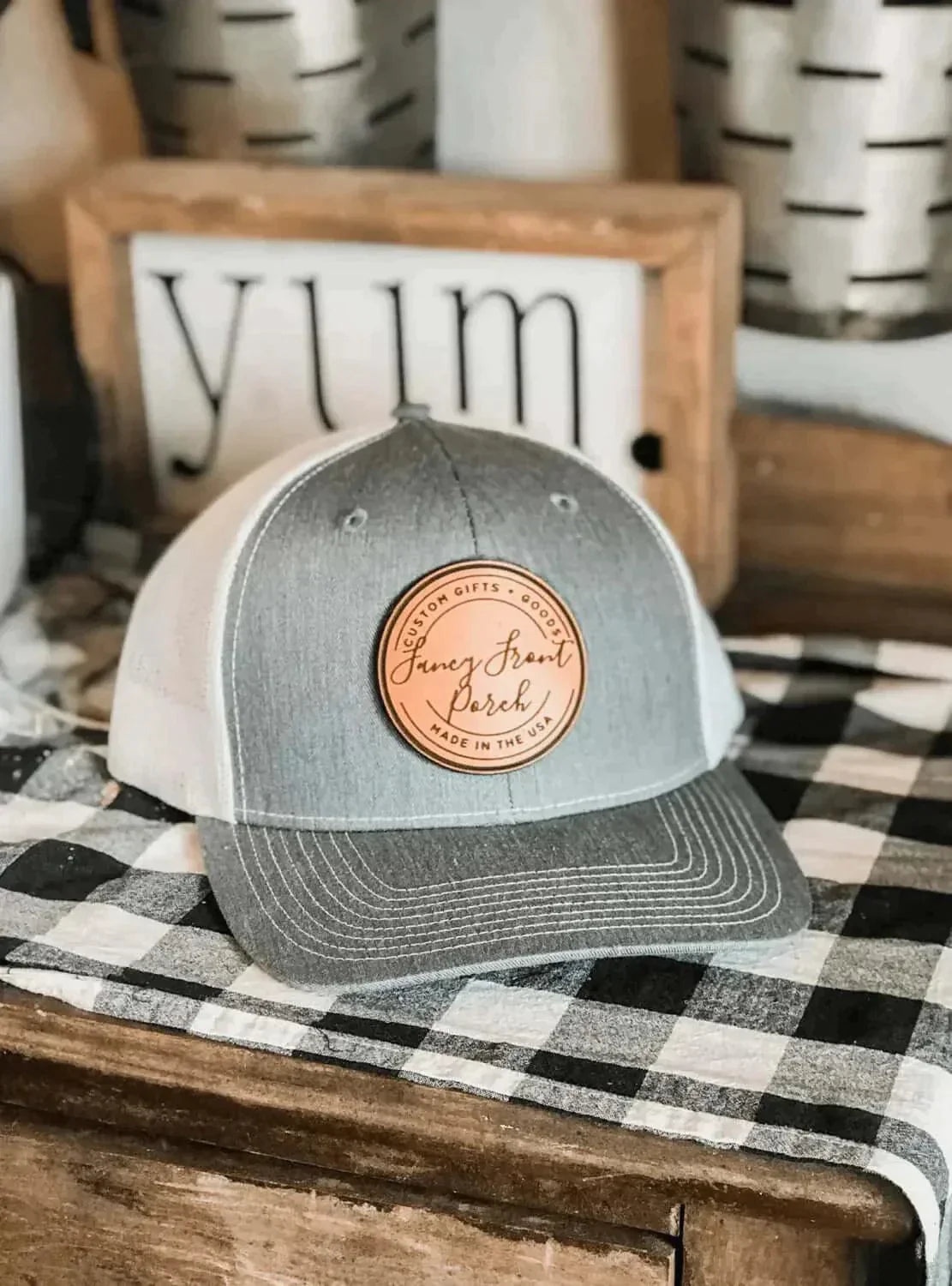 Leather Patch Trucker Hats - Fancy Front Porch