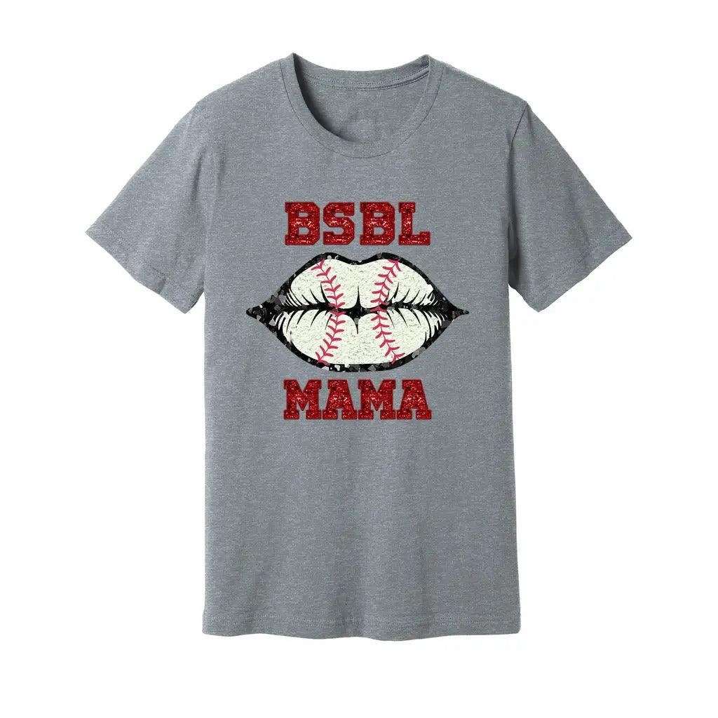 Baseball Mama Chenille Patch Print Graphic Tee, Baseball Season Kiss Shirt, Sequin Game Day Tee for Moms - Fancy Front Porch