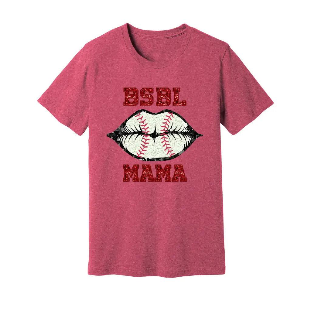 Baseball Mama Chenille Patch Print Graphic Tee, Baseball Season Kiss Shirt, Sequin Game Day Tee for Moms - Fancy Front Porch