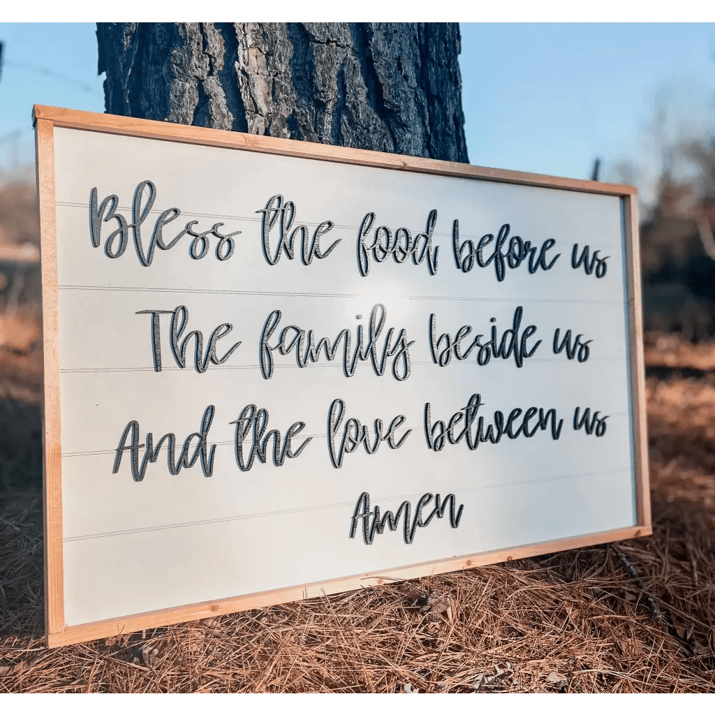 Bless The Food Before Us | Family Prayer Sign Bless the Food Before Us: Personalized Family Prayer Sign Fancy Front Porch