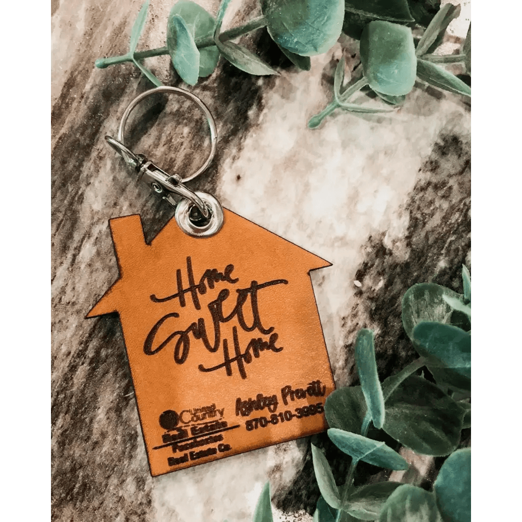 Engraved Leather Realtor Advertising Keychain Engraved Leather Realtor Advertising Keychain Real Estate Agent Fancy Front Porch