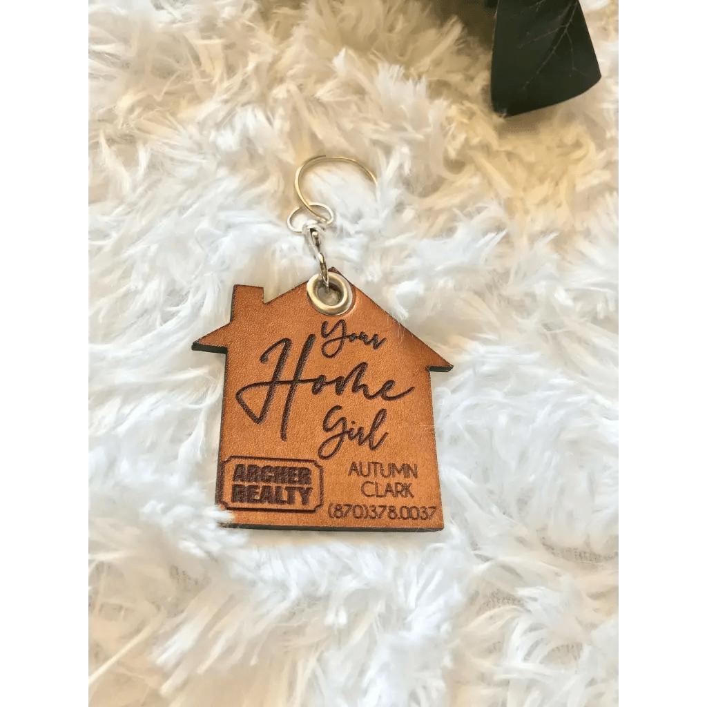 Engraved Leather Realtor Advertising Keychain Engraved Leather Realtor Advertising Keychain Real Estate Agent Fancy Front Porch