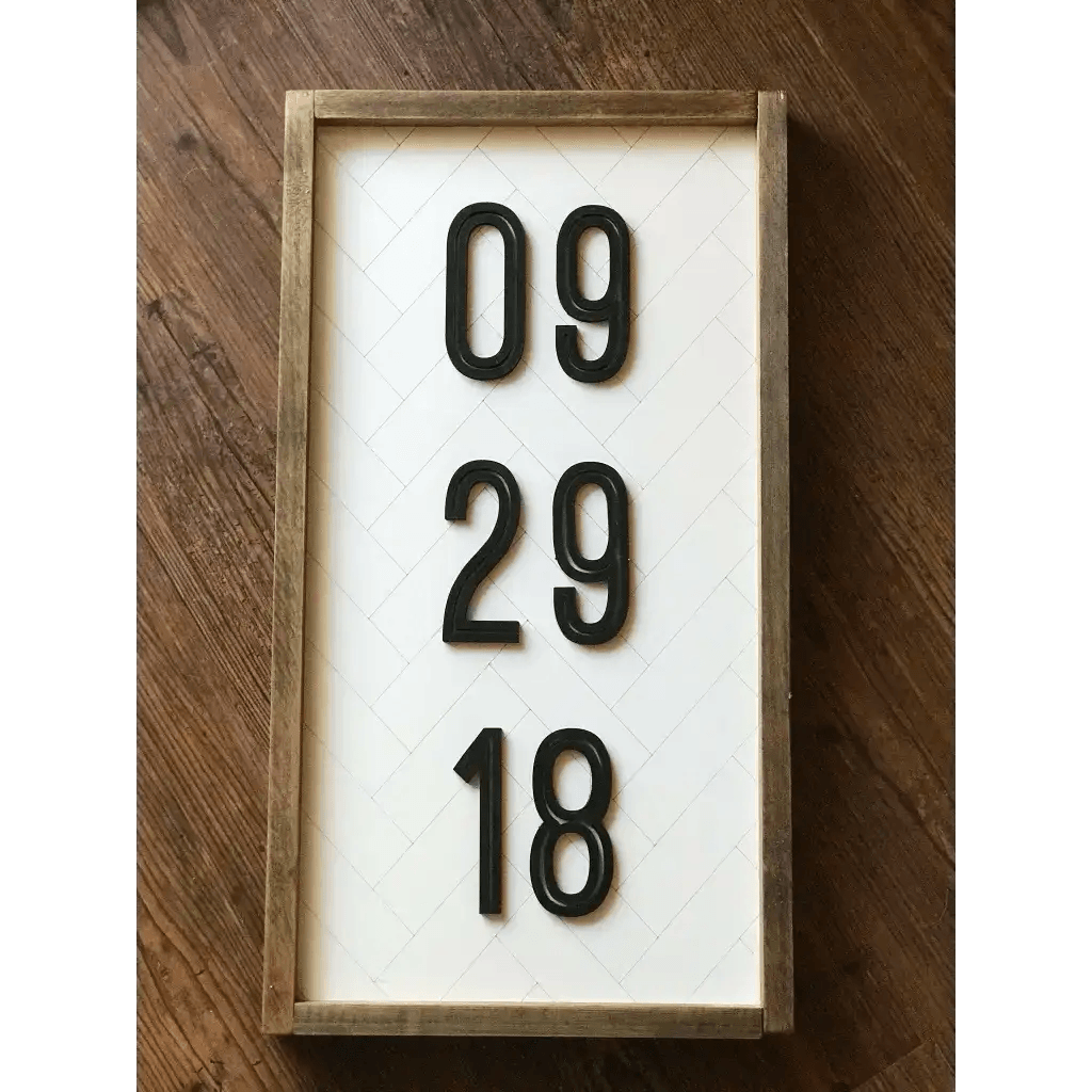 Herringbone 3D Date Wooden Framed Sign c Anniversary Sign, Date Sign Fancy Front Porch