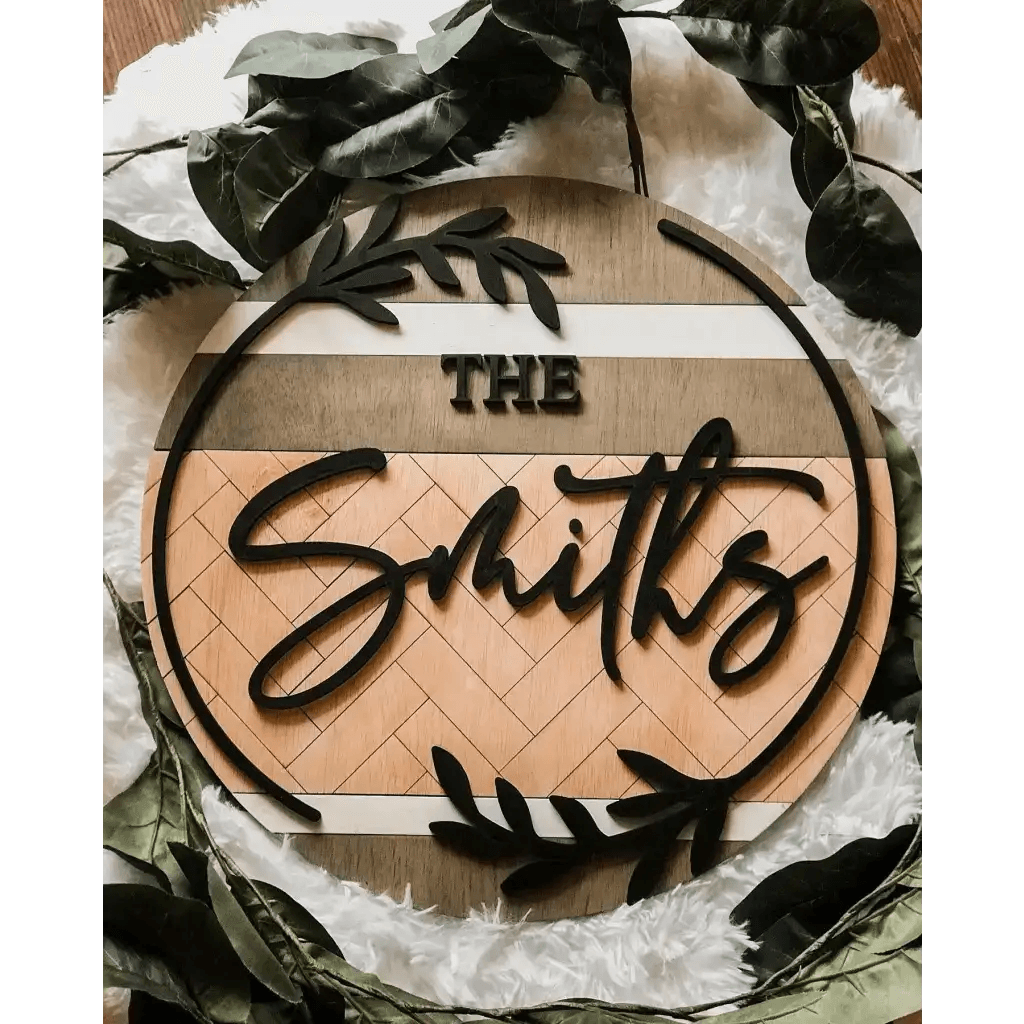 Herringbone 3D Family Name Sign, Natural Wood Sign Herringbone 3D Family Name Sign, Natural Wood Sign Fancy Front Porch
