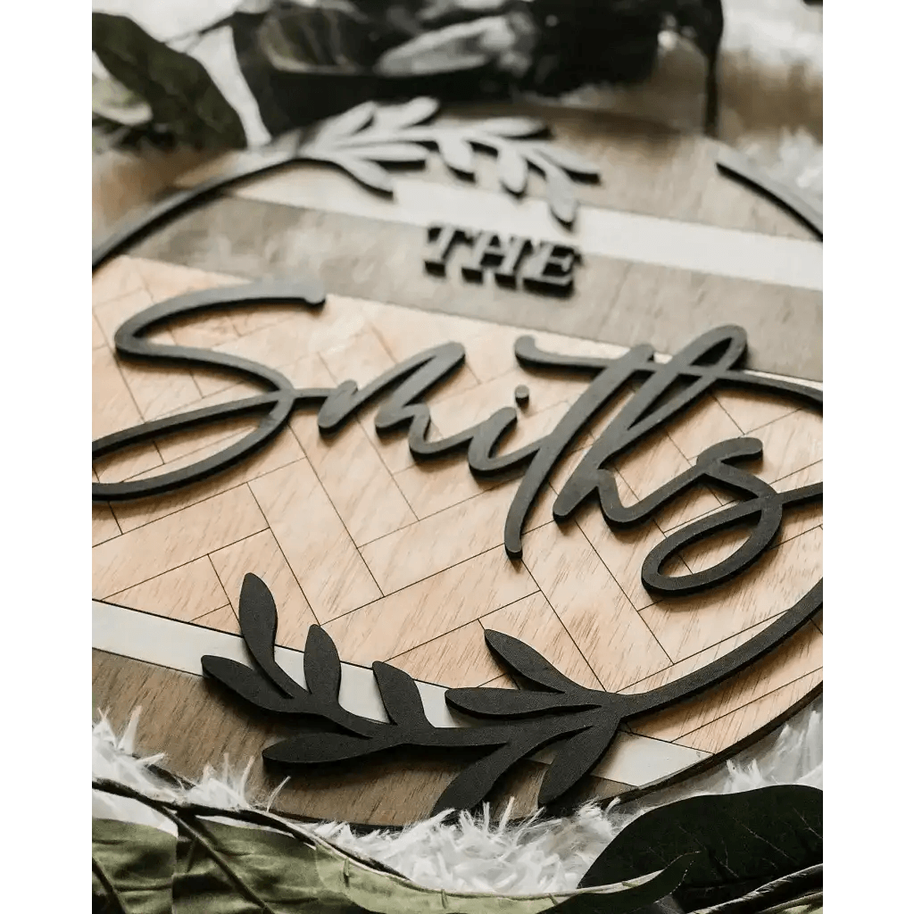 Herringbone 3D Family Name Sign, Natural Wood Sign Herringbone 3D Family Name Sign, Natural Wood Sign Fancy Front Porch