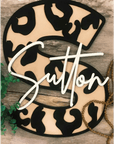 Leopard Print Family Name Sign, 3D Wooden Name Sign Leopard Print Family Name Sign, 3D Wooden Name Sign Fancy Front Porch