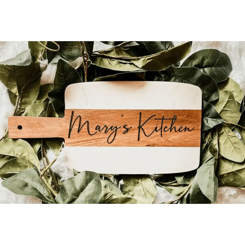 Marble + Wood Custom Engraved Charcuterie Board Marble + Wood Custom Engraved Cutting Board | Fancy Front Porch Fancy Front Porch