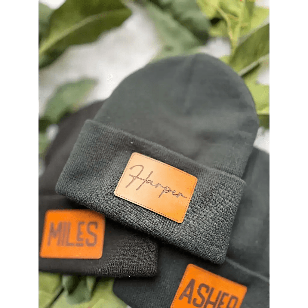 The Signature Leather Patch Beanie |Fancy Front Porch.