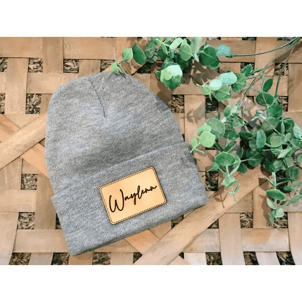 Leather Patch Beanie - Fancy Front Porch